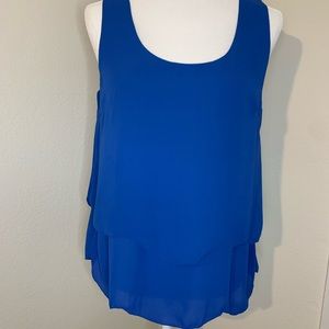Brand new blue sleeveless layered blouse